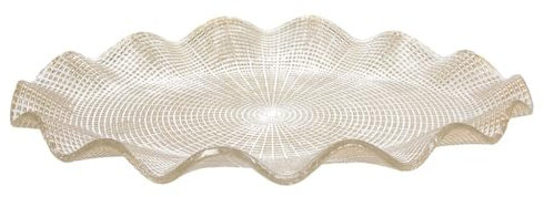 ANDREA FONTEBASSO 1760 Piatto tondo Cm 27 Oro Vetro Beige Linea Galassia Glory