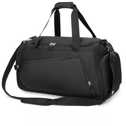 Waterproof Gym Bag Duffle Bag with Wet Pockets and Shoe Compartment,Durable Sports Holdall Bags Travel Bag for Women Man(Black,40L)