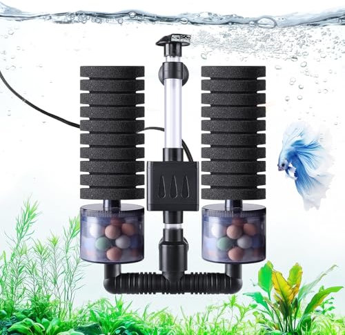 AQQA Filtro per acquario, pompa interna elettrica per acquario, 8 W, silenzioso, sommergibile, con sfere in bio-ceramica, per acquari fino a 210 l