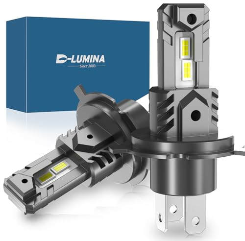 D-Lumina H4 LED Canbus Bombilla, 100W 16000LM Blanco Frío de 6500K | Brillo del 400 % 1:1 Tamaño Mini, Reemplazo de Halógeno, Plug and Play, 2 piezas