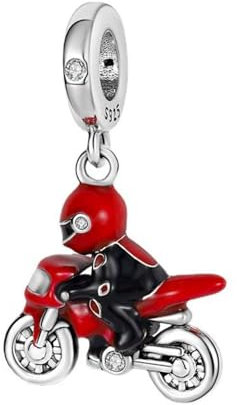 Streetculture Motorrad Bike Biker Moped Mofa Roller Fahrzeug Rennmachine Motorsport Performance Rallye Sport - Bettelarmband Anhänger Schmuck Zubehör Sterlingsilber 925 Charm Sammelband