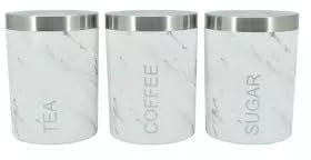 New Marble Plastic Kitchen Canister Set for Tea, Coffee & Sugar – 850ml Airtight Storage Jars – Modern Containers for Countertop & Pantry Organization D-149