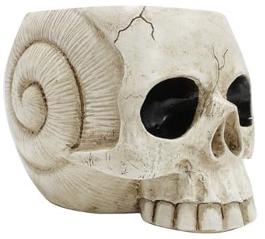 THINCAN Macetero de calavera de Halloween, modelo de esqueleto de resina, macetas, contenedores interiores y exteriores, decoración de oficina