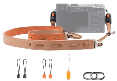 PGYTECH Camera Strap Slim Adjustable Quick Release Leather Shoulder Strap 820-1360mm Lightweight Retro Neck Strap for Mirrorless/Compact/Instax/Digital Cameras, Vintage Style