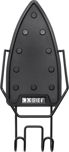 Corby Sherwood Wall Mounted Iron & Ironing Board Holder, Black Nylon & Steel Storage Bracket, Heat Resistant Resting Plate, Concealed Fixings, Space Saving Hotel Guest Room Ironing Storage Solution
