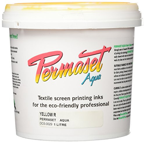 Permaset Aqua Standard 1 Litre Yellow - Screen Printing Ink for Fabric - Ideal Screen Printing Kit for Home Office, Starter Kit, Fabric Paint, Screen Printer and Other Fabric Ink