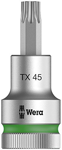 Wera 05003835001 8767 C HF TORX Embouts à douille TORX HF Zyklop à emmanchement 1/2 avec fonction de retenue, TX 45 x 60 mm, Argent/vert