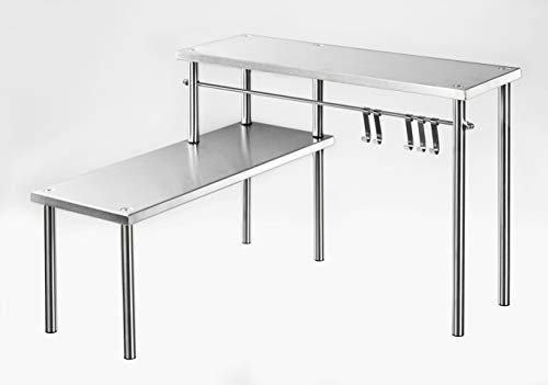 Westfalia XXL Eck-Küchenregal mit Reling + 5 Haken, Edelstahl