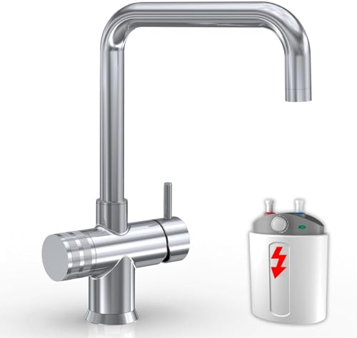 3-WEGE-NIEDERDRUCKARMATUR GM U-Auslauf Chrom für kaltes, heißes und gefiltertes Wasser. Made in Italy! Niederdruck Küchenarmatur, Spültischarmatur, Niederdruck Wasserhahn