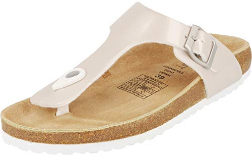 Supersoft Damen Hausschuhe Zehentrenner 274-901 Beige Lack (39 EU)