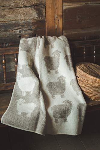 Ger3as Wendedecke Wolldecke Plaid 130 x 200 cm Warme Decke aus Schafwolle Decke Kuscheldecke Wolle Überwurf, Plaid oder Kuscheldecke für Sofa (Lamm Beige)
