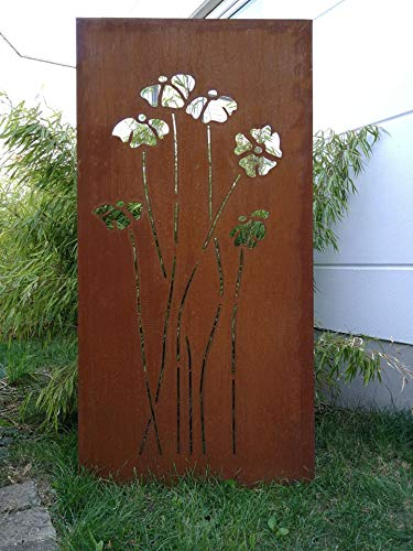 Edelrost Garten Sichtschutz aus Metall Rost Gartenzaun Sichtschutzwand H150*75cm 031925-2