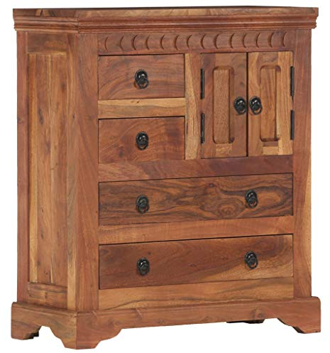 vidaXL Akazienholz Massiv Sideboard mit 4 Schubladen 2 Türen Mehrzweckschrank Kommode Anrichte Schrank Beistellschrank Standschrank 62x30x75cm