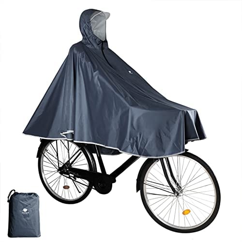Anyoo Wasserdicht Radfahren Regen Poncho Portable Leichte Regenjacke Mit Kapuze Fahrrad Fahrrad Compact Regen Cape Wiederverwendbare Unisex für Backpacking Camping Outdoors,Einheitsgröße,Grau