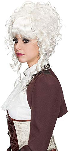 WOOOOZY Perücke Steampunk Barock, weiß