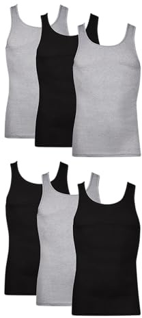 Hanes Mens Cotton Tank Undershirts Pack, Moisture-wicking Ribbed Lightweight Multi-pack Underwear, Black/Grey Assorted - 6 Pack, X-Large US