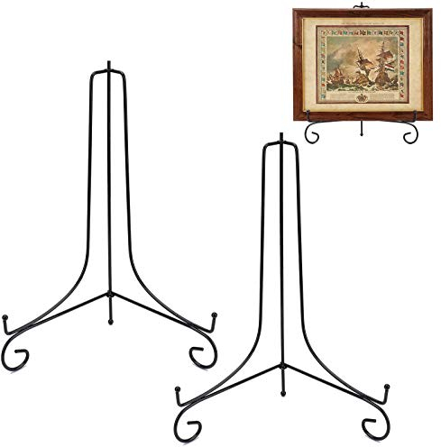 Jucoan 2 Pack 15 Inch/38cm Iron Display Stand, Large Black Easel Plate Holder Stand for Displaying Pictures Frame, Plates, Books Arts, Home Decor