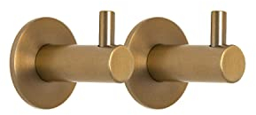 Kon-fort Home Handtuchhaken Golden Bad 2 Stück Design aus Edelstahl AISI 304 Matte Messingfarbe Zum Bohren.