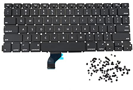 Tastiera di ricambio senza retroilluminazione e cornice compatibile per MacBook Pro A1502 13 2013-2015 Retina Series Nero layout USA compatibile con i numeri di parte ME864 ME865 ME866