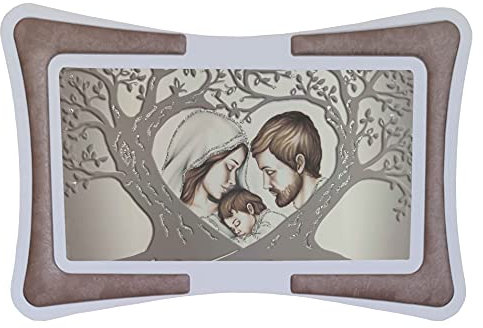 oggettando Quadro Albero della Vita Sacra Famiglia con Cornice in Ecopelle Bianca con Inserto Imbottito Fili Rame; Regali utili Originali e a Prezzi Bassi. (Argento-Rame, 60x120cm)