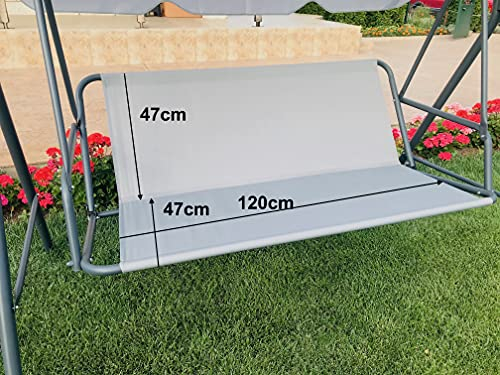 PETELA Gradina Ersatz-Schaukelsitzbezug Gartenschaukel Sitzbezug Hängematte Stuhl Garten Schaukel Stuhl Outdoor Garten Stuhlhussen Bankbezug (120 cm x 47 cm x 47 cm, Grau)