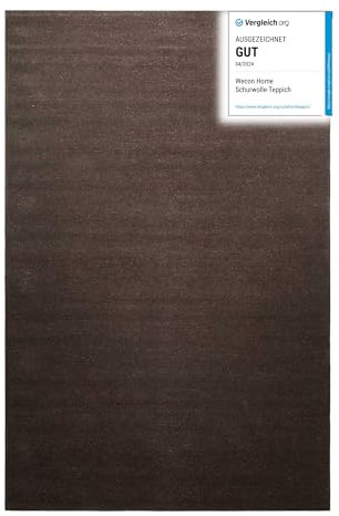 Wecon Home Wollteppich handgewebt - wertvoller, nachhaltiger, Teppich bestens geeignet fürs Wohnzimmer, Schlafzimmer und Kinderzimmer, Handwebteppich aus Schurwolle - Perpignan - 160 x 230 cm, Braun