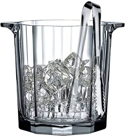 Eiskübel, hochwertiger Glas-Eiskübel mit Zange, idealer Eiskübel hält Eis länger gefroren für Partys, einfacher Tragegriff, für Eiswürfel Bier & Sektflaschen inkl. Zange, Tragegriff