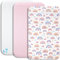 Lovely Hippo 2X Spannbettlaken 83x50cm 100% Baumwolle + 1X Matratzenschoner 100% wasserdichtem Material - Set 3X - Kompatibel Chicco, Kinderkraft (Regenbogenfarben, 50 x 83 cm)