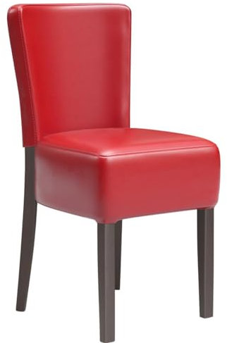 GGMMÖBEL 2-er Set Luca Full | Bistrostuhl | Rot | Leder | Gestell: Holz/Wenge | Sitzhöhe: 49cm