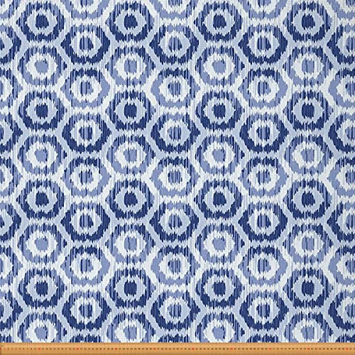 Loussiesd Exotischer Ikat Stoff von der Werft geometrisches Hexagon Thema Polsterstoff für Stühle und Heimwerkerprojekte moderner Kunststil dekorativer wasserdichter Stoff 920x150cm Indigo