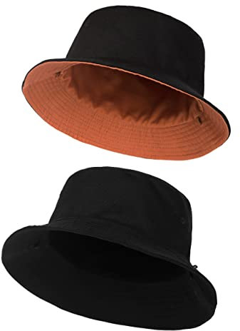 Zylioo 2 Stück Reversibel Fischerhut Anglerhut Doppelseitig Bucket Hat Beidseitig 100% Baumwolle Sonnenhut Sommerhut Damen Eimerhut