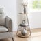 [en.casa] Tavolino da Divano (AxLxP) 74 x 46 x 37 cm Tavolino Basso con Telaio in Metallo e 3 Piani d'Appoggio - Effetto Noce/Marmo Nero