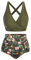 Hanna Nikole Bikini Femmes Grandes Tailles Crossover Maillots De Bain Bikini Réglable Ensembles Vert 40-42