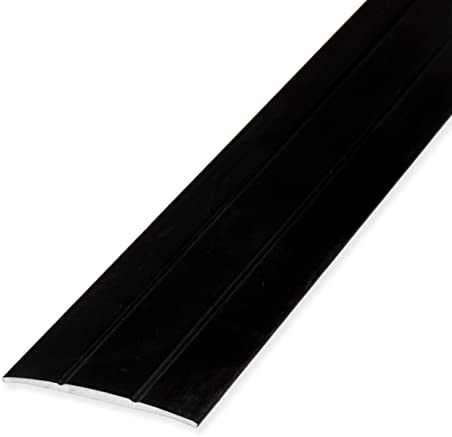 PROVISTON Übergangsprofil | 1.8 x 38 x 1000 mm | Übergangsschiene Übergangsleiste Bodenprofil Abdeckleiste Aluminium eloxiert Schwarz Selbstklebend
