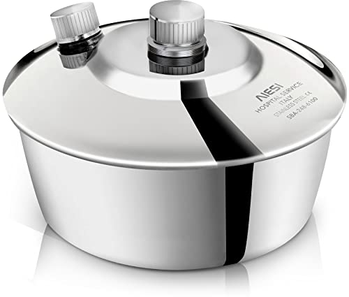 AIESI® Lampada ad alcool in acciaio inox capacità 120 ml con tappo a vite e stoppino, Bruciatore, Fornello alcol, Garanzia Italia 24 mesi