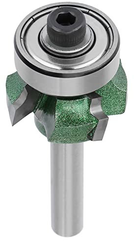 Tbest Router Bit for Edge Banding, 4 Teeth Trimming Cutter, Chamfer Cut, Tungsten Steel, 1/4 inches Shank, 19mm Bearing, 57-65g, R1, R2, R3 (Optional)