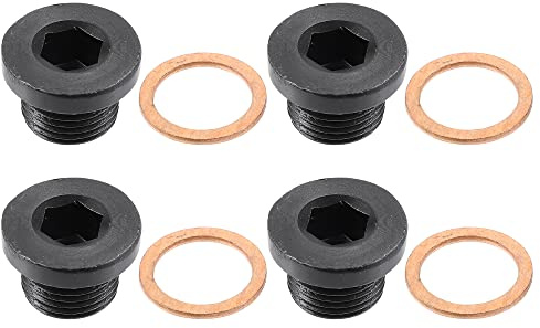 QUARKZMAN Bouchon De Vidange D'Huile Pour BMW X5 2004-2017 4 Pièces | Noir, Acier, M18x1.5, OE 07119905428, Joint Inclus, Pour BMW X6 08-17, Pour BMW 5/6/7 04-17, Pour Mazda 3/5/6/CX-5 06-15