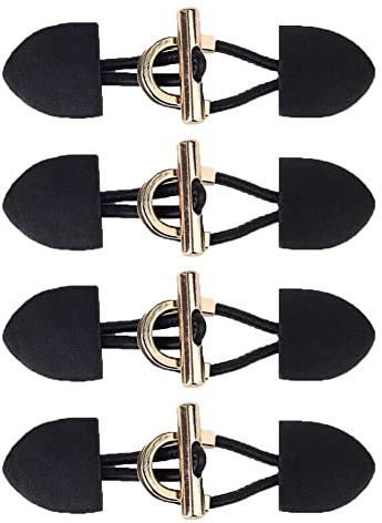 SHTGOI 4 Paar Knebelknöpfe Metall PU-Leder Horn Knebelverschlüsse Kleidungsersatzbutton Nähknöpfe Mit Verschluss Leder Buttons Dufflecoat Verschluss Schnalle Knöpfe für Windjacke Mantel Schwarz