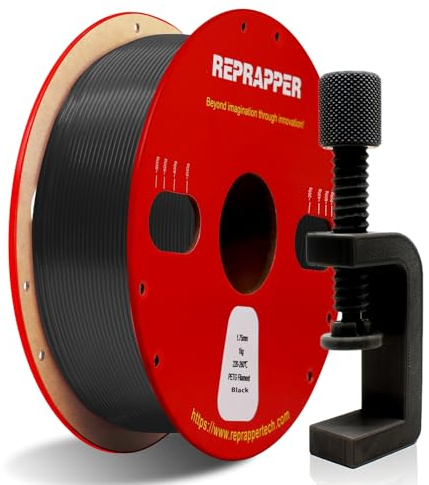 RepRapper PETG 1,75 mm Filament, Hochfestigkeit PETG 3D -Druckerfilament Ausgezeichnetes Haltbarkeit und Flexibilität, 1 kg Spule (2,2 lbs), kompatibel mit FDM -Druckern, Schwarz