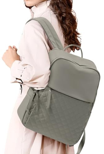 WEPLAN Mochilas Mujer Casual Mochila Mujer Portatil 14 Pulgadas con Puerto de Carga USB Mochila Trabajo Viaje Mochilas Escolares Adolescentes Mochila Ordenador Mochila Bolso,Gris