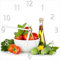Wallario Design-Wanduhr Frische Salatzutaten mit Kräuter-Öl - Tomaten, Gurke, Petersilie aus Glas, Motiv-Uhr Größe 20 x 20 cm, weiße Zeiger