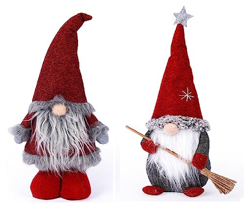 FYBlossom 2 Stück Weihnachten Deko Wichtel Weihnachtszwerg, Handgemachte Plüsch Weihnachtswichtel Figuren Weihnachtsdeko, Weihnachten Puppe Süße Zwerg Figuren Geschenk Für Weihnachten Dekoration