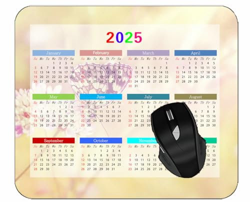 2025 Calendar Mouse Pad,Butterfly Summer Insect Field Plant Light SunGaming Mouse Pad