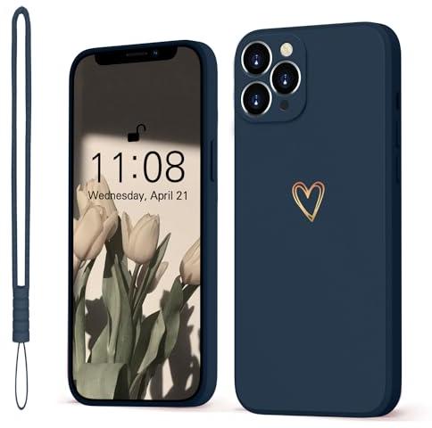 Mitetabo für Handyhülle iPhone 11 Pro Gold Liebesherz, iPhone 11 Pro Hülle Mädchen Case Weich Silikon Slim Stoßfest Kratzfeste Süßes Gold Love Schutzhülle für iPhone 11 Pro 6.1 Blau