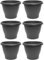Acan Tradineur - Pack de 6 Macetas de plástico Redondas para Plantas y Flores Mediterránea con Orificios Inferiores. Recipiente, macetero Exterior e Interior del hogar - Color Gris - 60 cm
