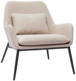 Miliboo Design-Sessel aus Stoff, Samt-Effekt, Beige und Metall, Schwarz Maxine