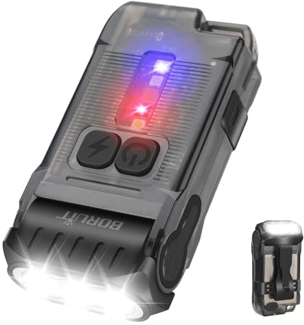 BORUIT V15 Mini Taschenlampen, 80° Drehbar Taschenlampe LED, 1200 Lumen Super Hell mit 10 Modi, IP67 Wasserdicht, Magnetischer Schwanz, für Camping Wandern Notfa (schwarz)