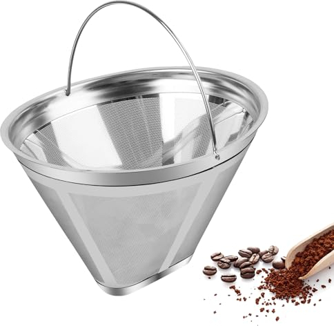 Kaffeefilter Edelstahl Kaffeefilter Größe 4 Wiederverwendbar Kaffee Dauerfilter mit Griff, Waschbar kaffee filter für Herstellung von Manuellem Kaffee