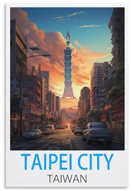Vintage-Reiseposter Taipeh, Taiwan, 20 x 30 cm, Leinwandkunst, Poster und Wandkunst, Bilddruck, moderne Familienschlafzimmer-Dekoration