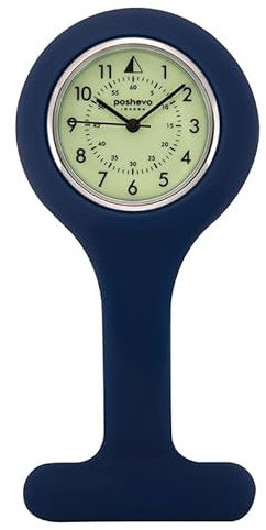 poshevo Nurse's Essential Fob Watch - Japan Movement, Long-Life Battery, Luminous Dial, Clear Display - Nurses Fob Watch, Nurses Watches for Women and Men (Denim Blue)